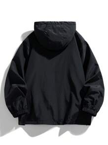 Chaqueta impermeable con capucha y cortavientos de moda para deportes al aire libre para mujer - Negro - Ver 2