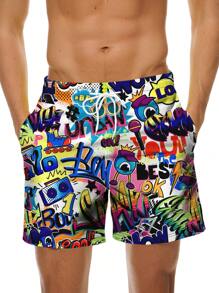Men's 3D Summer Cartoon Printed Beach Shorts - Multicolor - View 1