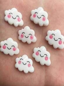 10个树脂彩色手工彩绘微笑白云小摆件，平底凸面宝石，微型剪贴簿DIY蝴蝶结圣诞装饰家居工艺品配件夏季、学校 - A - 查看 3