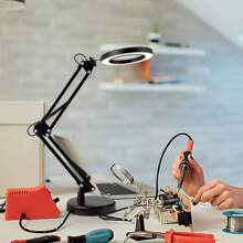 1 件多功能可折叠台夹放大镜灯，3 种颜色灯，10 种亮度等级，适用于焊接、维修、珠宝鉴定、美容、老年人阅读、学习