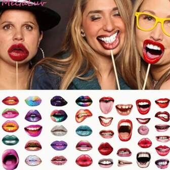 20/40 st roliga pappersläppar fotobåsrekvisita, bröllopsdekor, födelsedagsfesttillbehör, fotobåsrekvisita för vuxna, festdekoration, kreativa fotorekvisita
