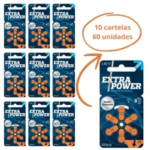 60 Baterias / Pilhas para Aparelho Auditivo - tamanho 13 - EXTRA POWER