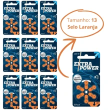 60 Baterias / Pilhas para Aparelho Auditivo - tamanho 13 - EXTRA POWER