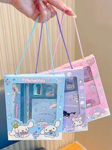 Sanrio Sanrio My Melody Kuromi Cinnamoroll Hello Kitty Riglă de desene animate Ascuțitoare de creioane Eraseră Set de caiet Desen creativ Rechizite de birou Kitty Cat Kit de papetărie Cadouri (Unele părți pot fi aleatorii) (Designul pachetului este aleatoriu)