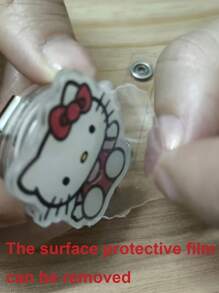 Sanrio 1 pieza Soporte retráctil para credencial con clip de estilo "" de acrílico con película protectora de fácil desprendimiento, perfecto para uso en la oficina