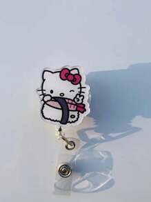 Sanrio 1 pieza Soporte retráctil para credencial con clip de estilo "" de acrílico con película protectora de fácil desprendimiento, perfecto para uso en la oficina