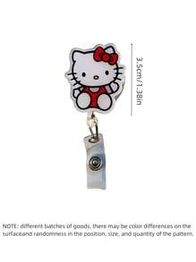 Sanrio 1 pieza Soporte retráctil para credencial con clip de estilo "" de acrílico con película protectora de fácil desprendimiento, perfecto para uso en la oficina