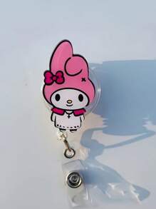 Sanrio 1 pieza Soporte retráctil para credencial con clip de estilo "" de acrílico con película protectora de fácil desprendimiento, perfecto para uso en la oficina