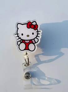 Sanrio 1 pieza Soporte retráctil para credencial con clip de estilo "" de acrílico con película protectora de fácil desprendimiento, perfecto para uso en la oficina