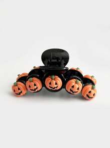 1pc New Acrylic Pumpkin Hair Clip, Halloween Holiday Costume Decoration Fall Winter Claw Clip Hair Accessories For Women For Vacation Outfits Woman