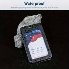 2pcs Sliding Badge Holder Reels, Black Vertical Plastic Card Protectors With Retractable Badge Reel Clip, For Office, School ID, Credit, Access Key Cards, Driving Licenses And Passes - Multicolor - View 7