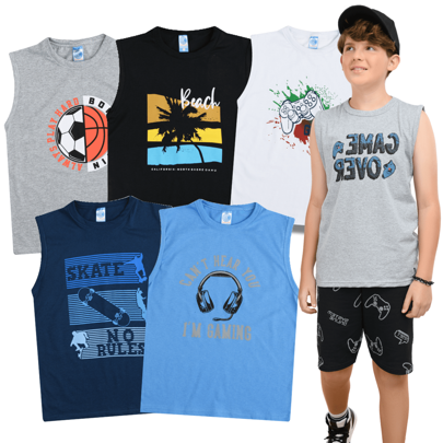 Combo 5 Camisetas Regata Juvenil Menino Masculino 10 Ao 16