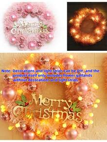 1 Pc, Christmas Shopping MallHotel Decoration Wreath11.81inch Encrypted Green, PinkPVC Wreath Christmas Wreath - Pink - View 5