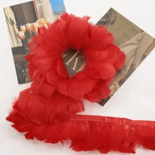 1m/pieza Cinta de tela con plumas de colores y flecos para manualidades DIY, ropa, maquillaje, fiesta, decoración de boda