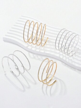 G-S Rhinestone Arm Cuff Jewelry For Women Multilayer Arm Bracelet Upper Arm Jewelry Crystal Silver Prom Bridal Bangle For Party Bride Wedding