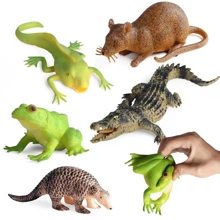 1 pieza Juguete de apretar antiestrés compacto y de moda, juguete de gel suave de TPR creativo, modelos realistas de animales como pez globo, calamar, rana, ratón, oruga, serpiente, adecuado para cumpleaños, Halloween, fiesta de bromas divertidas