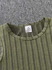 3 件套青少年女孩休闲秋季/春季服装套装：纯色连帽运动衫、罗纹针织背心和松紧腰部迷彩工装裤 - 舒适柔软的秋季青少年女孩街头服饰 - 軍綠色 - 查看 6