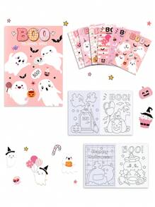 6 cuốn sách tô màu Halloween dễ thương Boo Ma mẫu Graffiti Tranh vẽ nghệ thuật Sách giải tỏa căng thẳng, Thích hợp làm quà tặng cho bạn bè và gia đình, Quà tặng tiệc ma Halloween, Giáng sinh - ma halloween - Xem 3