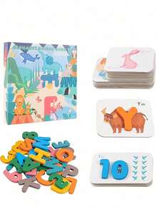 Montessori Wooden ABC & Number Puzzles - Engaging Preschool Learning Flashcards With Animal Fun - Multicolor - View 9
