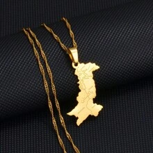 1pc Pakistan Map With Urdu Pendant Necklaces Pakistani  Jewelry For Gold Color Silver Color - Multicolor - View 8