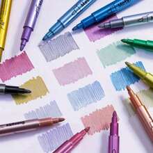 12 Stücke Metallic Marker Stifte - Gold & Silber Acrylfarbe Marker, geeignet für Basteln, Signieren und Malen auf Kunststoffoberflächen, Metallic Farbmarker