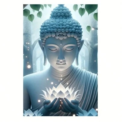 Anime-Themed Buddha Diamond Painting Kit With Round Acrylic (PMMA) Diamonds, Full Drill Mosaic Rhinestone Embroidery Craft For Home Decor