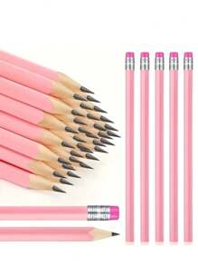 5/10/30/50 Peças Conjunto de Lápis de Grafite HB com Borracha - Adequado para Escolas, Arte, Escritório, Desenho, Esboço e Aprendizagem - Lápis de Madeira Rosa Macaron Haste Triangular Madeira Brilhante com Cabeça de Borracha Caneta de Esboço Artigos de Papelaria de Aprendizagem Lápis HB Natal, Presentes de Natal, Presentes de Ano Novo Suprimentos Escolares, Itens Essenciais Escolares, Retorno à Escola, Suprimentos Escolares, Retorno aos Suprimentos Escolares, Retorno aos Suprimentos Escolares
