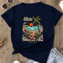 Women's T-Shirt Aloha Beaches T-Shirt - Màu xanh hải quân - Xem 1
