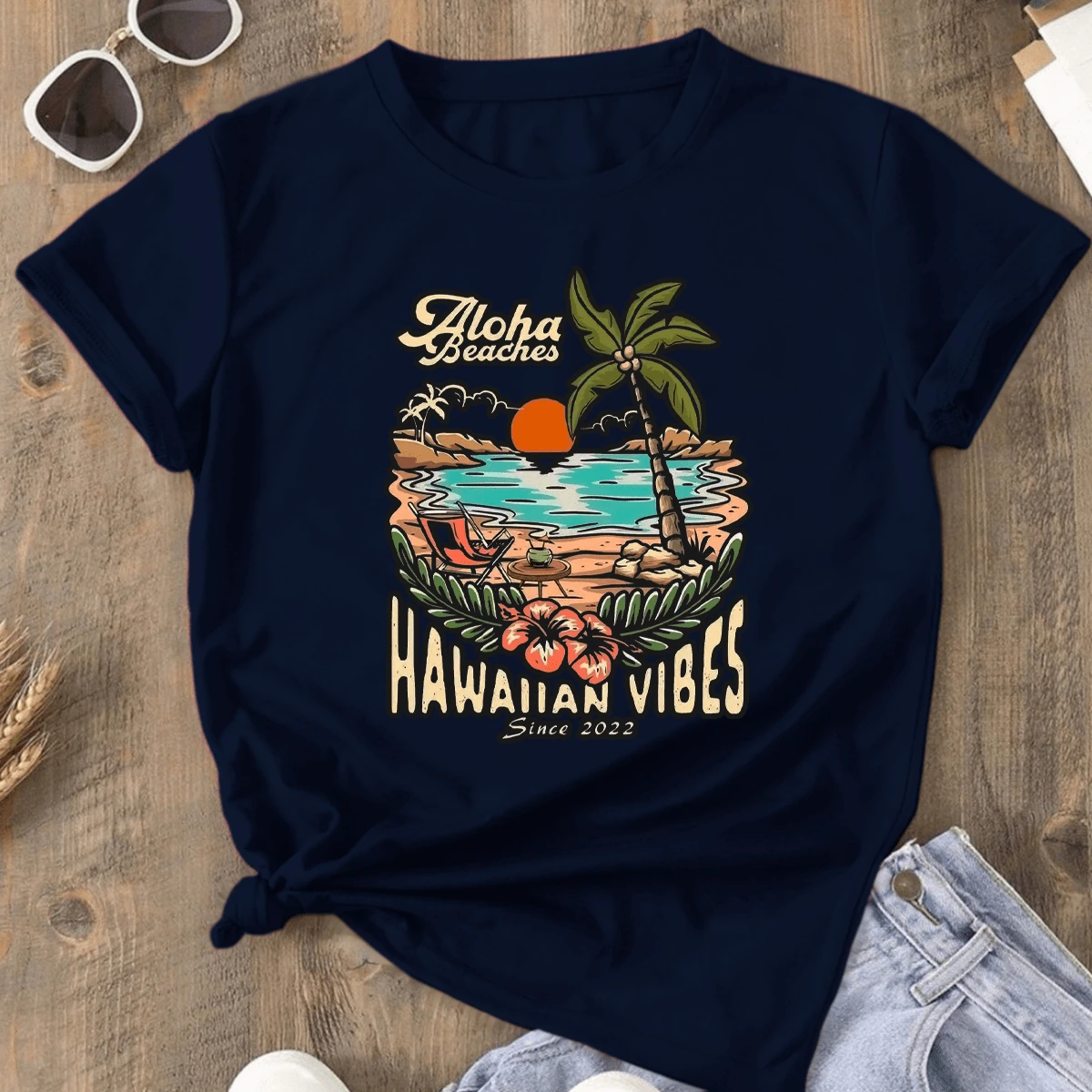 Women's T-Shirt Aloha Beaches T-Shirt - Màu xanh hải quân - Xem 1