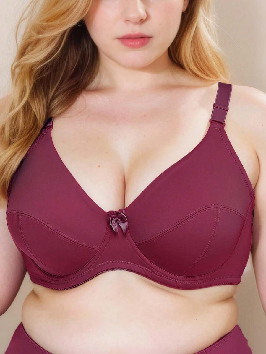 Women Plus Size Underwire Thin Unlined Plain Bra