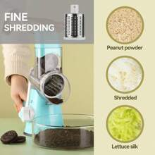 Rotary Cheese Grater - 3-In-1 Stainless Steel Manual Drum Slicer, Rotary Graters For Kitchen, Food Shredder For Vegatables, Nuts And Chocolate - Blue - View 4