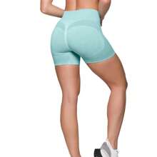 Selene Push Up Shorts Seamless With Butt Lift Original Sport Fitness Gym Basic - 淺藍色 - 查看 2