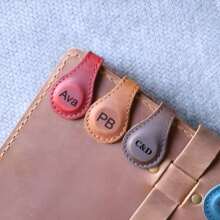 1 cái Dấu trang từ tính bằng da màu trơn, Kẹp sách từ tính bằng da hai mặt cổ điển, Dùng để đọc, học, văn phòng, trang trí, Dấu trang tên tùy chỉnh - đánh dấu trang - Xem 7