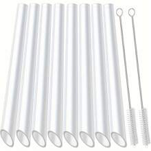 8pcs Reusable Straws, Smoothie Straws - Multicolored Extra Large Reusable Straws, Plastic Straws For Bubble Tea, Milkshakes, With 2 Brushes, Suitable For Restaurants, Cafes, Kitchen, Christmas Gift,School Supplies