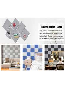 Panel acústico aislante de pared decorativo rectangular de fibra de poliéster, insonorizador - Multicolor - Ver 2