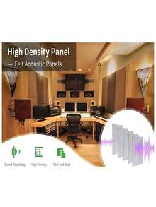 Panel acústico aislante de pared decorativo rectangular de fibra de poliéster, insonorizador - Multicolor - Ver 4