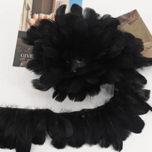 1m/pieza Cinta de tela con plumas de colores y flecos para manualidades DIY, ropa, maquillaje, fiesta, decoración de boda