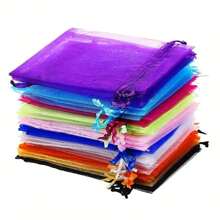 50 piezas/paquete Bolsas de regalo de organza surtidas, bolsas para joyas y dulces para boda, Halloween, fiesta de Navidad