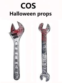 1pc Halloween TPR Horror Wrench Cosplay Hand-Held Weapon Prop - Multicolor - View 1