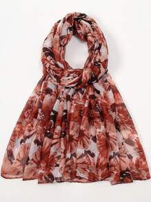 1pc Floral Printed Casual, Cute, Elegant, Streetwear, Regal Style Lightweight Polyester (Dacron) Scarf, Soft & Skin-Friendly, Suitable For All Seasons - A - View 12