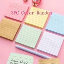 6pcs/Set Student Striped Cartoon Memo Notes Office Sticky Papers, Cute Striped Lines Tear Off Reusable Adhesive Notes Back To School