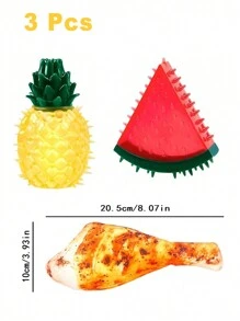 1 pieza/2 piezas/3 piezas Juguete para mascota con sonido, lindo juguete para masticar con forma de fruta para refrescarse en el verano
