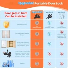 1PC Portable Door Lock Home Security Door Locker Hotel Door Locks For Travelers Travel Lock For Door Locks From Inside Bedroom Hotel Rooms Home Apartment Security Travel Gifts Must Haves Essentials - Black - View 4