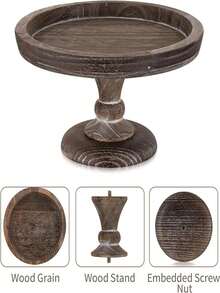 1 PC 11" Round Wood Display Riser: Rustic Wooden Risers Decorative Pedestal Plate Stand Small Candle Holder Tray For Wedding Birthday Decor - High Tray - View 4
