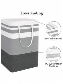 1 件 75L/100L 便携式可折叠洗衣篮带手柄，用于存放衣服/玩具，适用于家庭、宿舍、自助洗衣店正装裤子鞋子牛仔裤靴子裙子洗衣篮，洗衣篮浴室收纳篮，篮子，储物篮，可折叠洗衣篮 - 灰色 - 查看 6