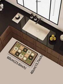 1 件硅藻土泥厨房垫，复古色块图案，高端美式风格，奢华时尚，抗疲劳，吸水，防滑厨房地毯，修剪成尺寸，软橡胶硅藻土泥垫，适用于厨房、浴室、入口、洗衣房、客厅 - 彩色 - 查看 16