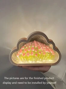 1 件手工制作 DIY 创意礼物郁金香花夜灯，关闭时具有镜子功能，包含 10 朵花（花型随机），睡眠投影灯，家居装饰客厅，节日装饰，墙壁装饰，露营，派对，完美的生日礼物 - 多色光 - 查看 8