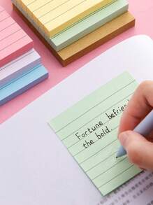 6pcs/Set Student Striped Cartoon Memo Notes Office Sticky Papers, Cute Striped Lines Tear Off Reusable Adhesive Notes Back To School