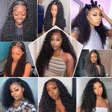 Wigs Human Hair 180% Deep Wave 13x6 Lace Front Wigs Brazilian Human Hair Transparent Lace Frontal Human Hair Wigs For Women Human Hair Wigs Human Hair Pre Plucked With Baby Hair Natural Color - 黑色 - 查看 6