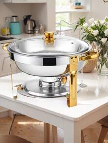 4pcs Stainless Steel Buffet Food Warming Stove, Chafing Dish - Multicolor - View 2